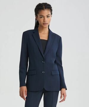 NWT SuitShop Women's Navy Blue Suit Jacket Blazer Work Career Minimalist Classic